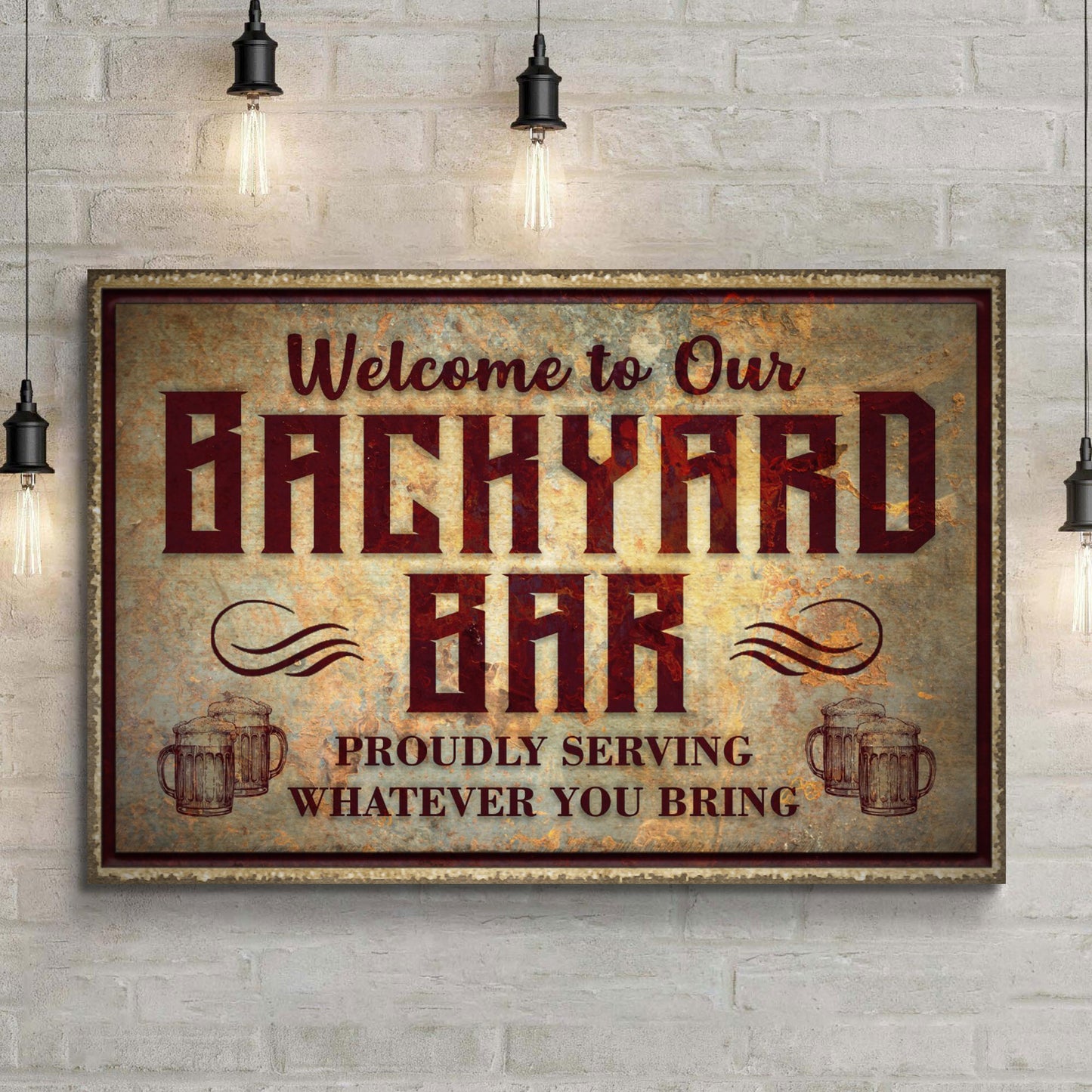 Welcome To Our Backyard Bar Sign IV Style 1 - Image by Tailored Canvases