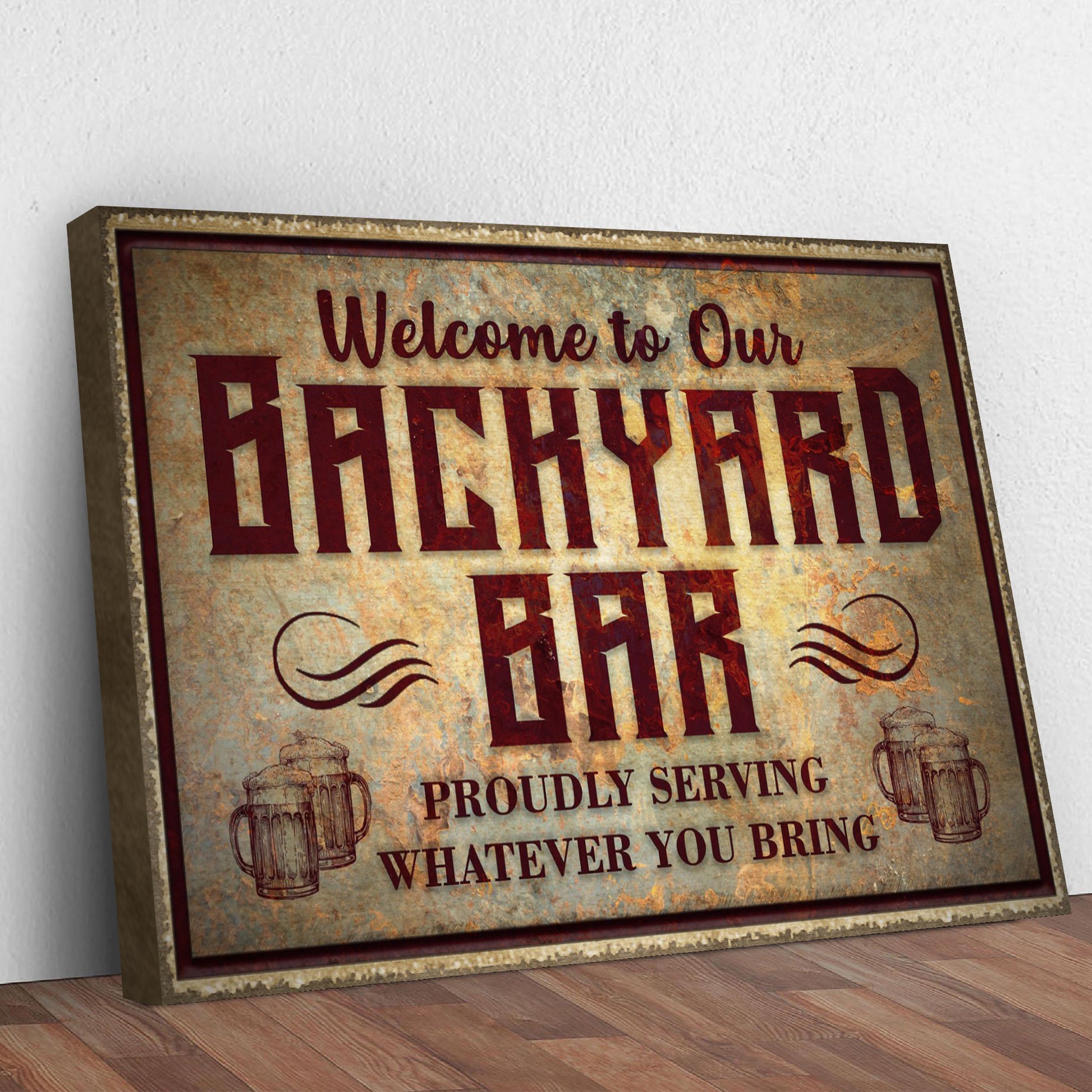 Welcome To Our Backyard Bar Sign IV Style 2 - Image by Tailored Canvases