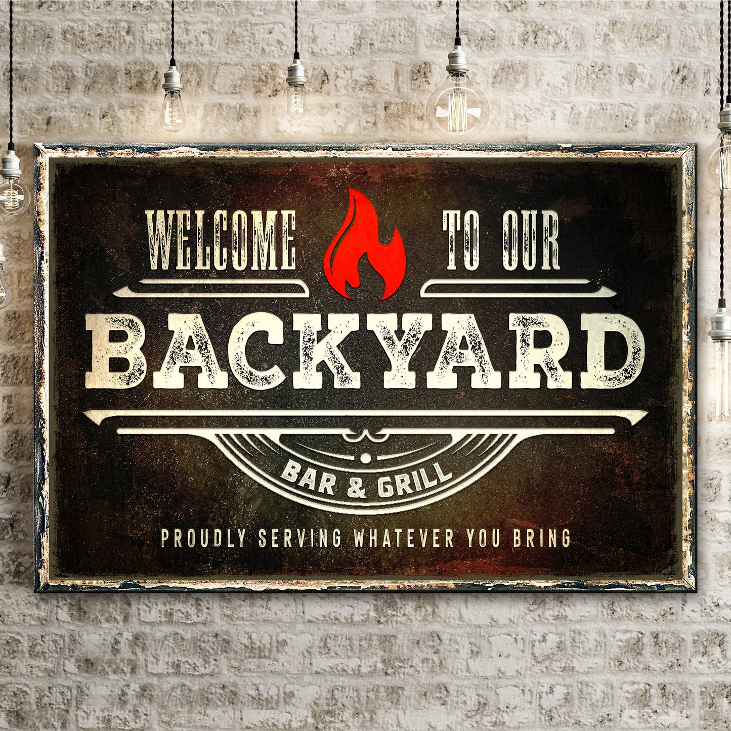 Welcome To Our Backyard Bar & Grill Sign III Style 1 - Image by Tailored Canvases