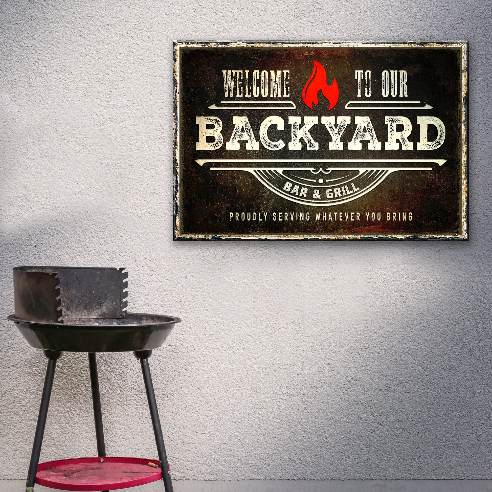 Welcome To Our Backyard Bar & Grill Sign III - Image by Tailored Canvases
