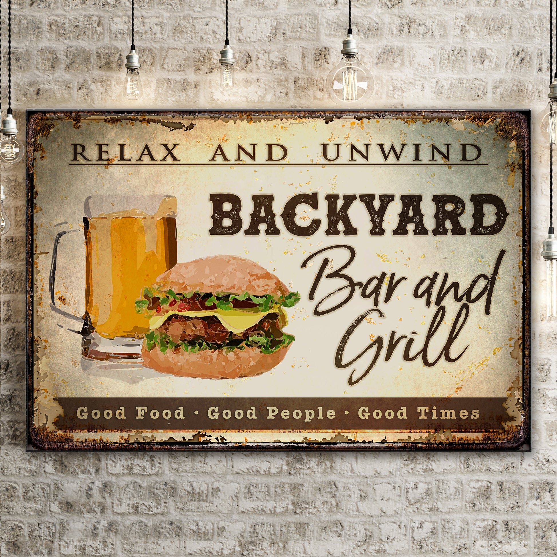 Relax And Unwind Backyard Bar And Grill Sign Style 1 - Image by Tailored Canvases