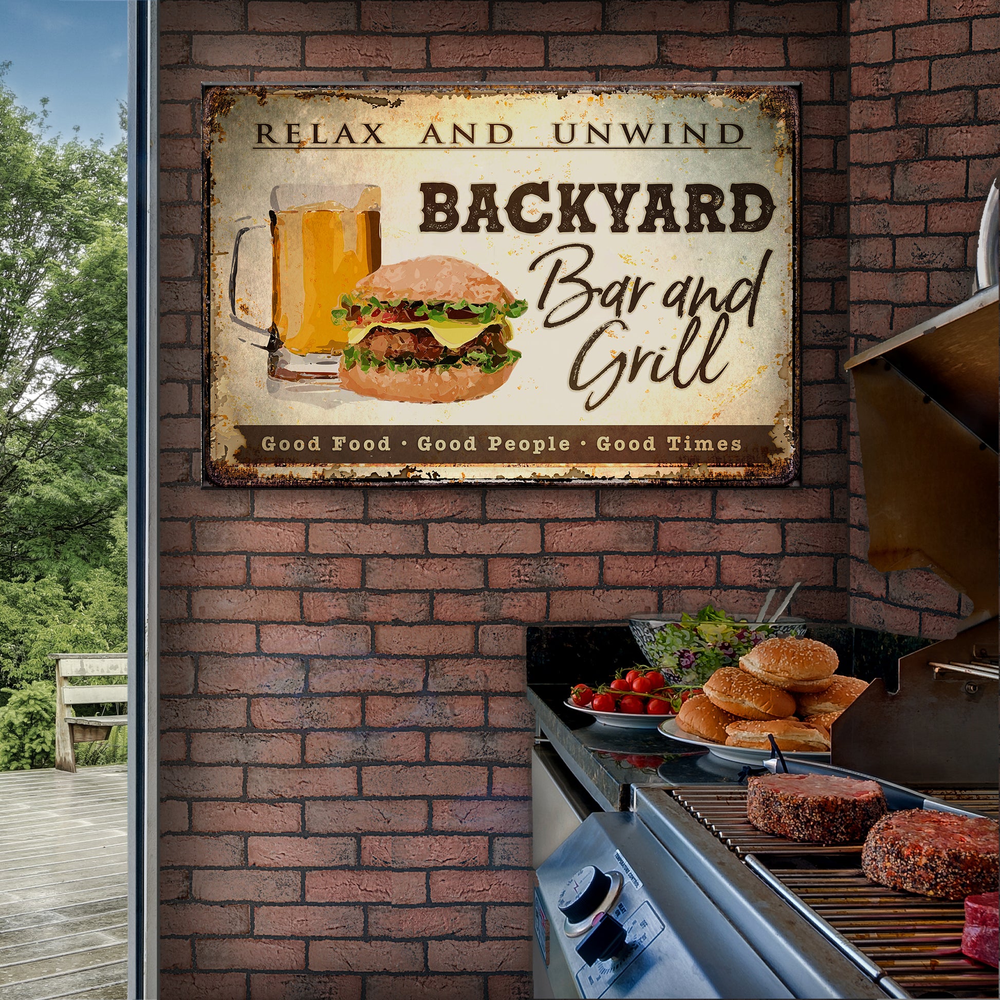 Relax And Unwind Backyard Bar And Grill Sign - Image by Tailored Canvases