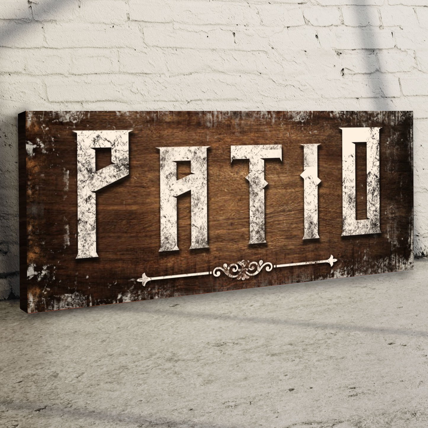 Distressed White Patio Sign Style 2 - Image by Tailored Canvases