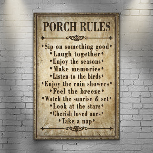 Porch Rules Sign II - Image by Tailored Canvases