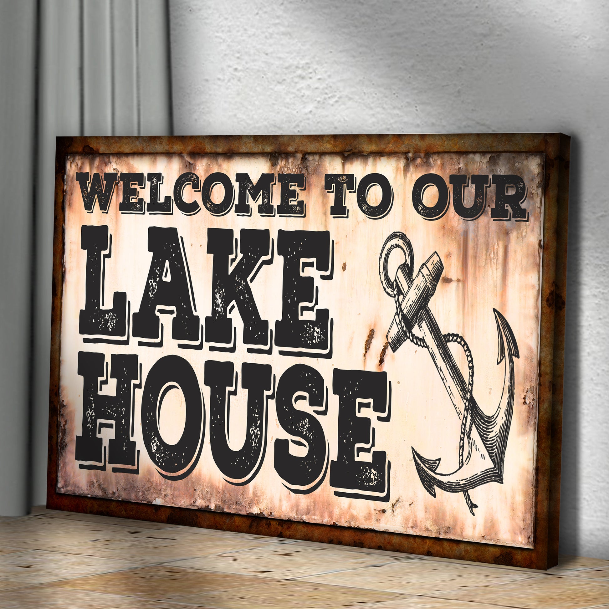 Welcome To Our Lake House Sign Style 2 - Image by Tailored Canvases