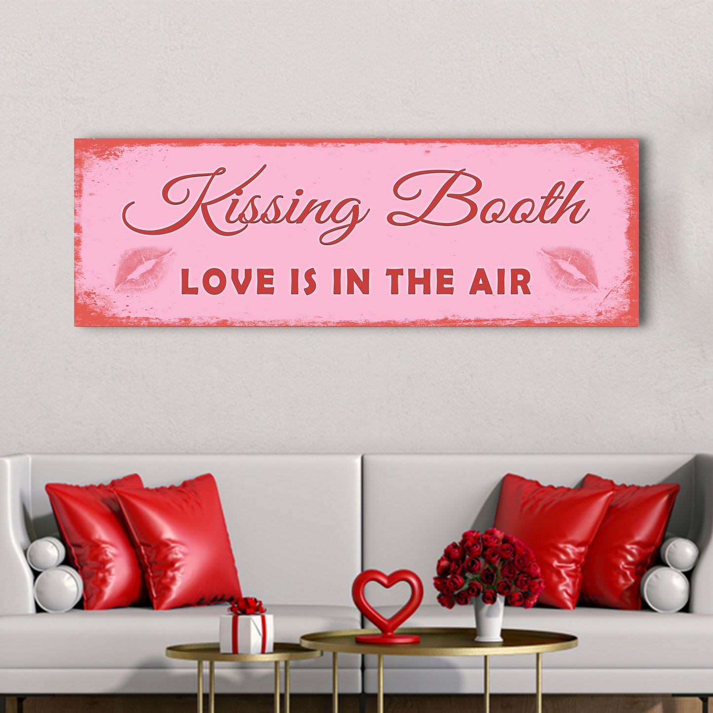 Kissing Booth "Love Is In The Air" Sign - Image by Tailored Canvases