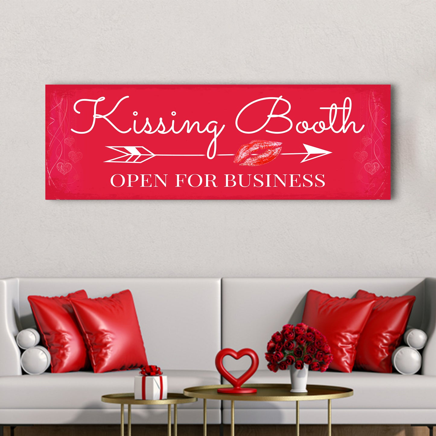 Kissing Booth "Open For Business" Sign - Image by Tailored Canvases