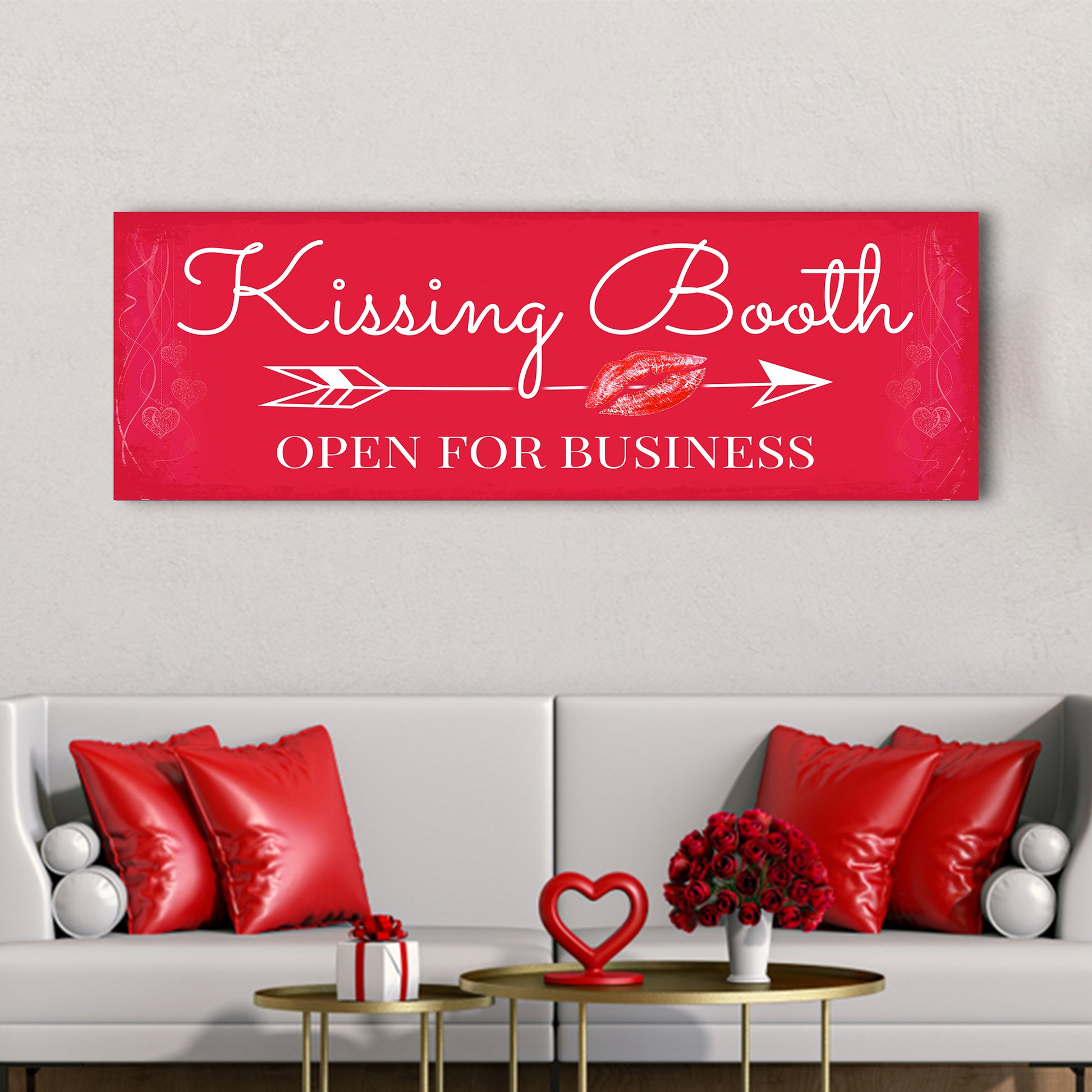 Kissing Booth "Open For Business" Sign - Image by Tailored Canvases