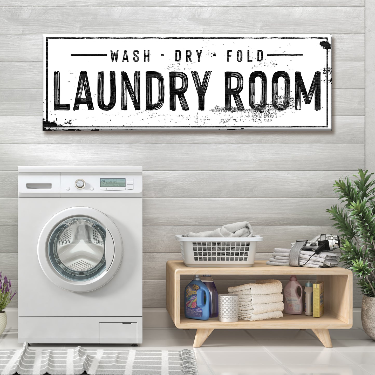 Laundry Room Wash Dry Fold Sign Style 2 - Image by Tailored Canvases