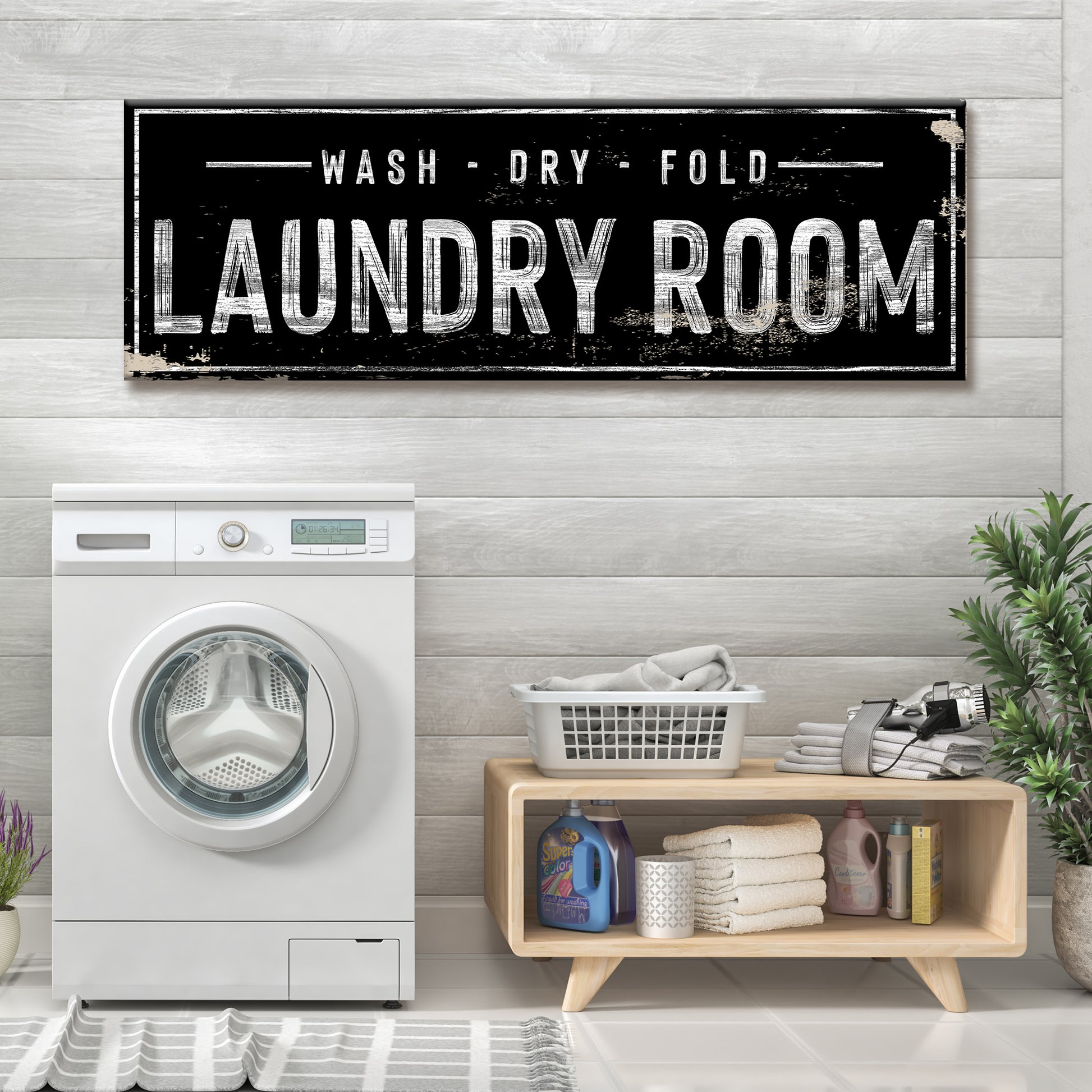 Laundry Room Wash Dry Fold Sign Style 3 - Image by Tailored Canvases