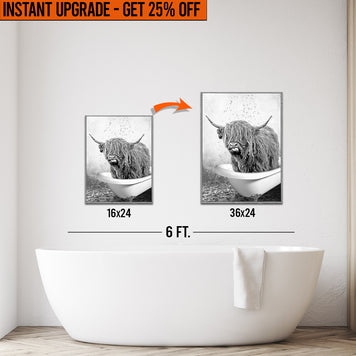 Upgrade Your 16x24 'Highland Cattle Bath' Canvas To 36x24 Inches