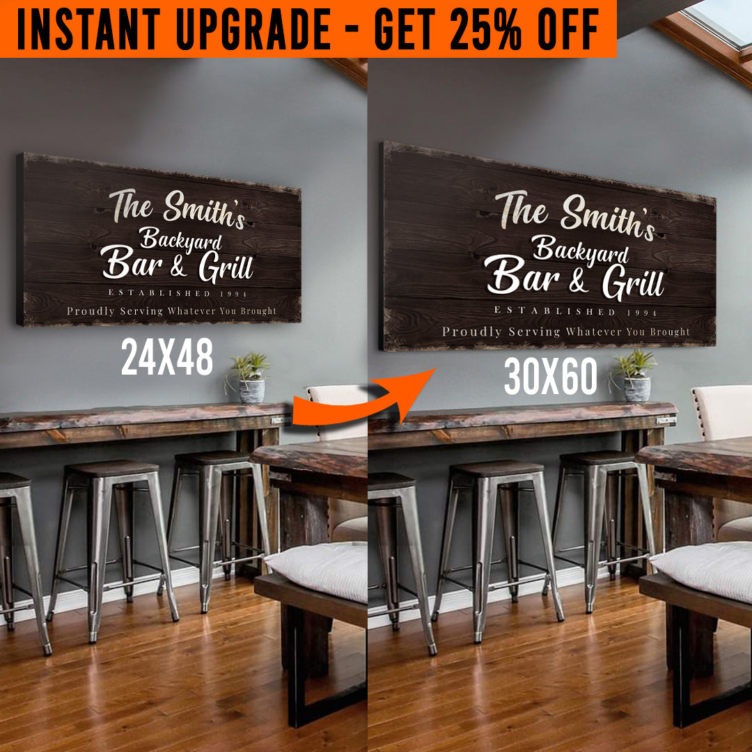 Upgrade Your 48x24 Inches 'Backyard Bar & Grill' (Style 2) Canvas To 60x30 Inches