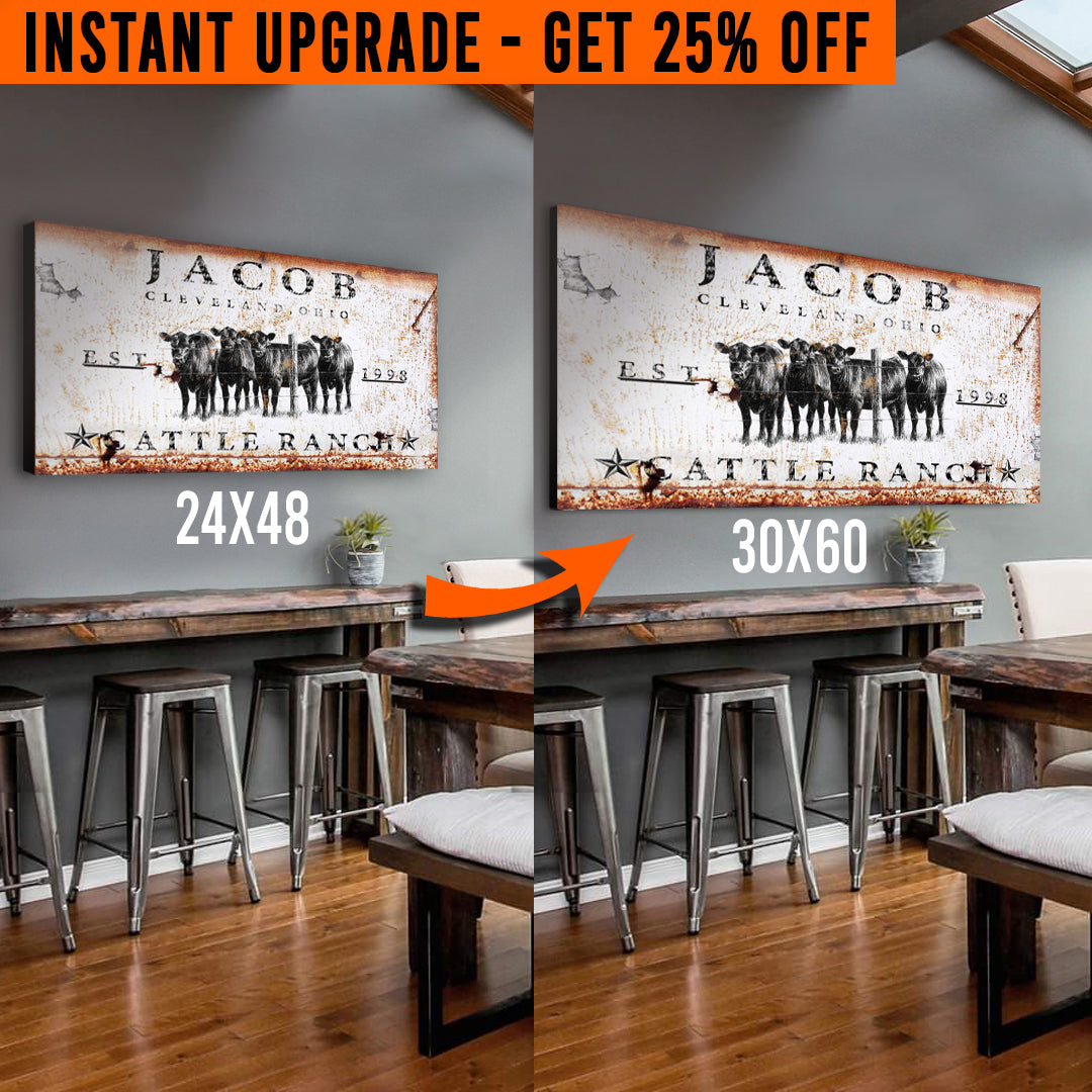 Upgrade Your 48x24 Inches 'Cattle Ranch' (Style 3) Canvas To 60x30 Inches