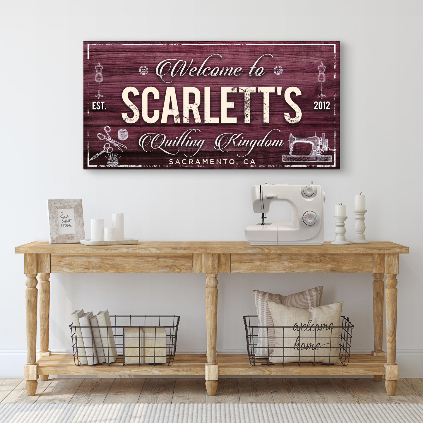Welcome to Quilting Kingdom Sign Style 2 - Image by Tailored Canvases