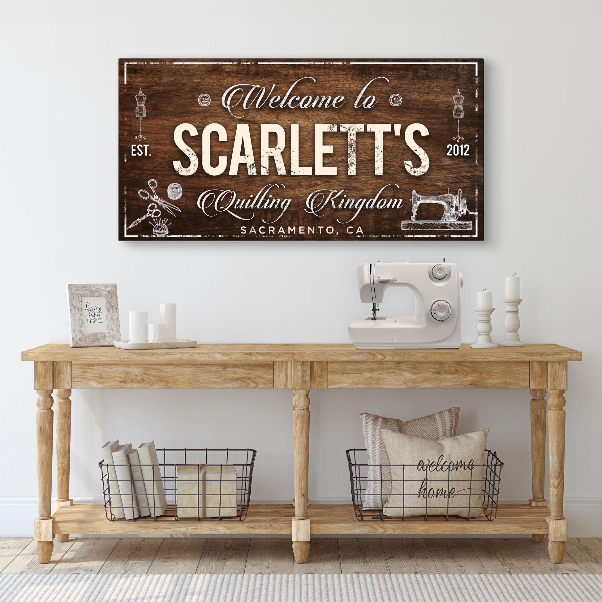 Welcome to Quilting Kingdom Sign Style 3 - Image by Tailored Canvases