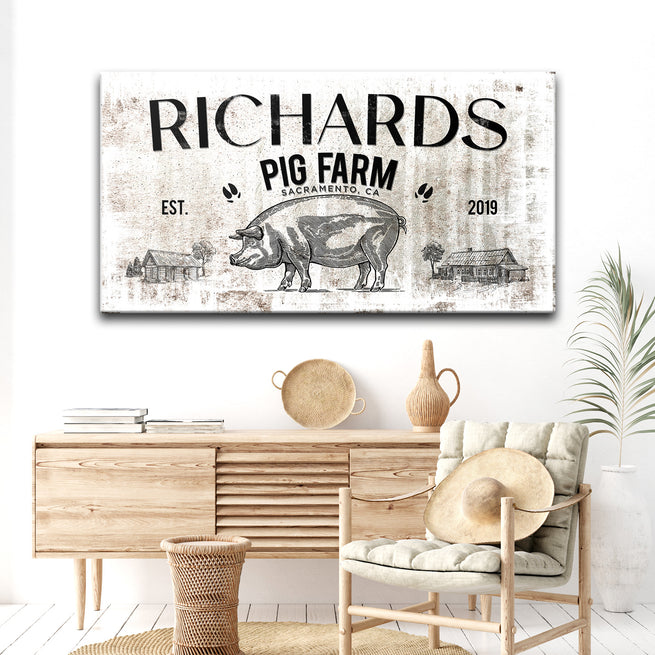 Pig Farm Sign II | Customizable Canvas by Tailored Canvases