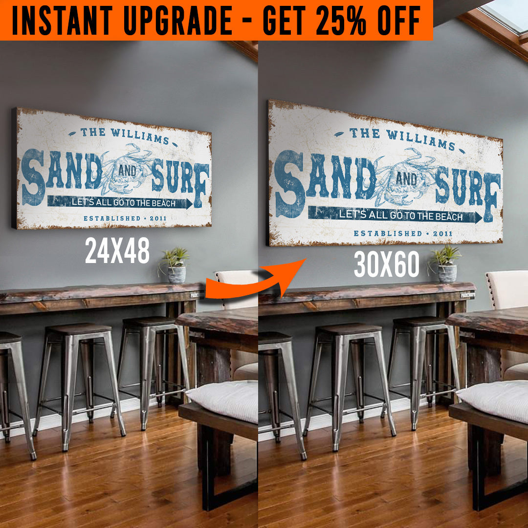 Upgrade Your 48x24 Inches 'Sand & Surf' (Style 1) Canvas To 60x30 Inches