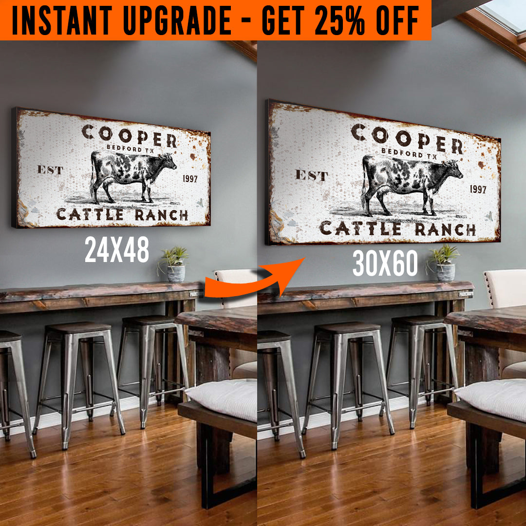 Upgrade Your 48x24 Inches 'Cattle Ranch Rustic' (Style 1) Canvas To 60x30 Inches