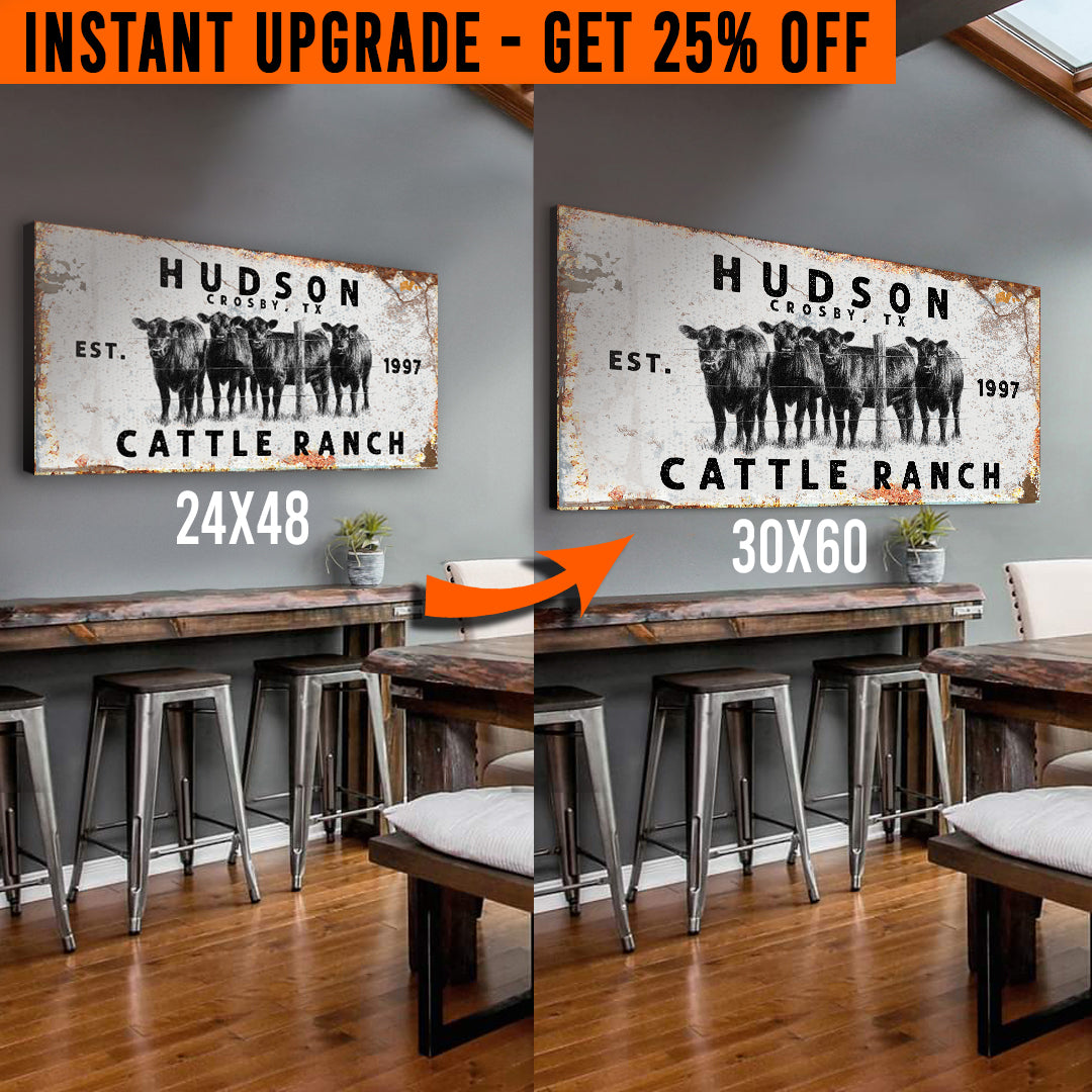 Upgrade Your 48x24 Inches 'Cattle Ranch Rustic' (Style 2) Canvas To 60x30 Inches