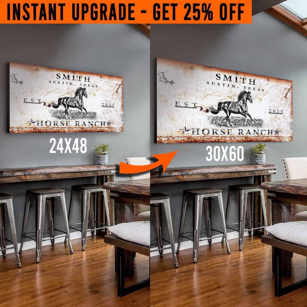 Upgrade Your 48x24 Inches 'Rustic Horse Ranch' (Style 1) Canvas To 60x30 Inches