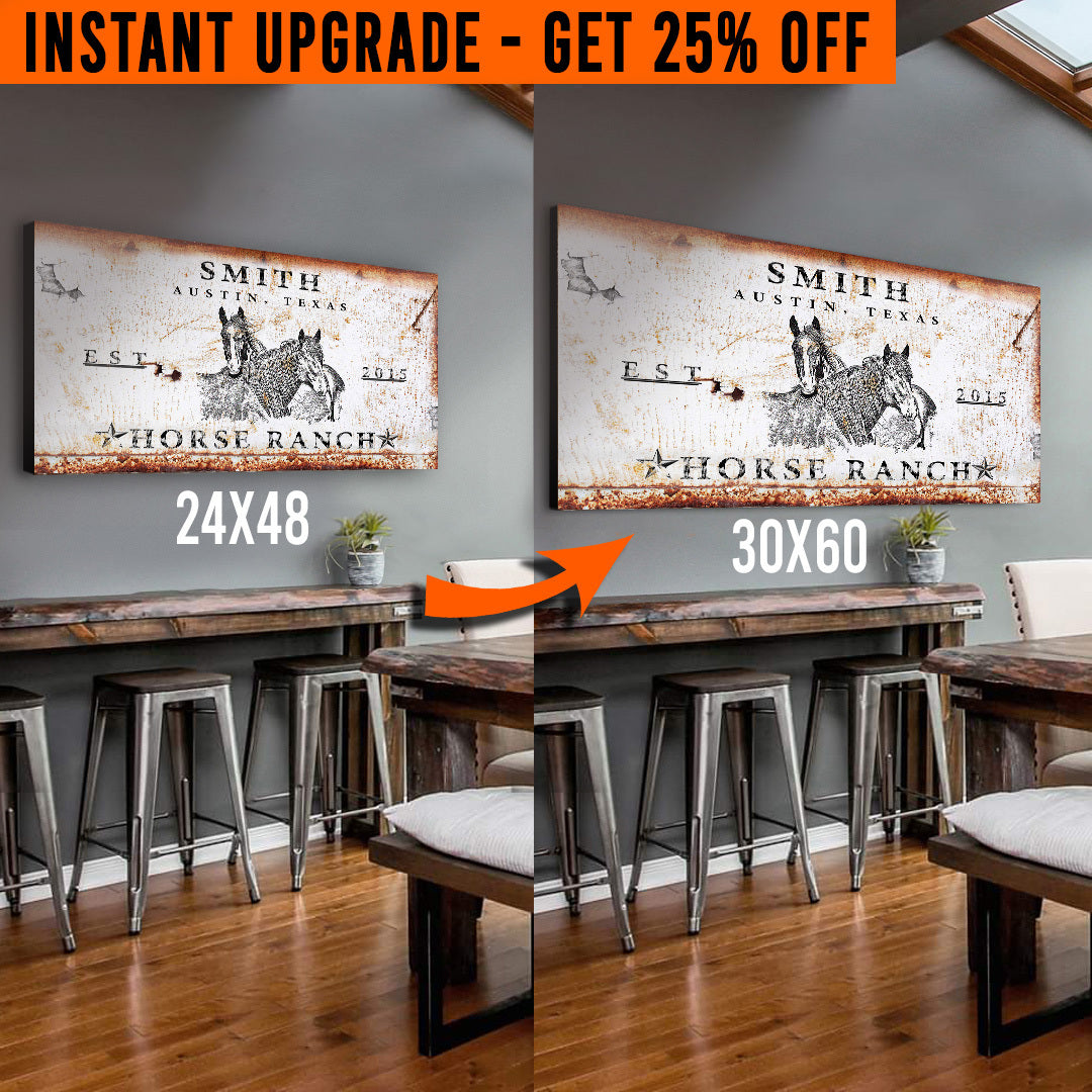 Upgrade Your 48x24 Inches 'Rustic Horse Ranch' (Style 2) Canvas To 60x30 Inches