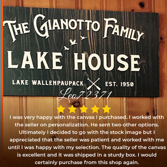 Rustic Family Lake House Sign Style 2 - Image by Tailored Canvases