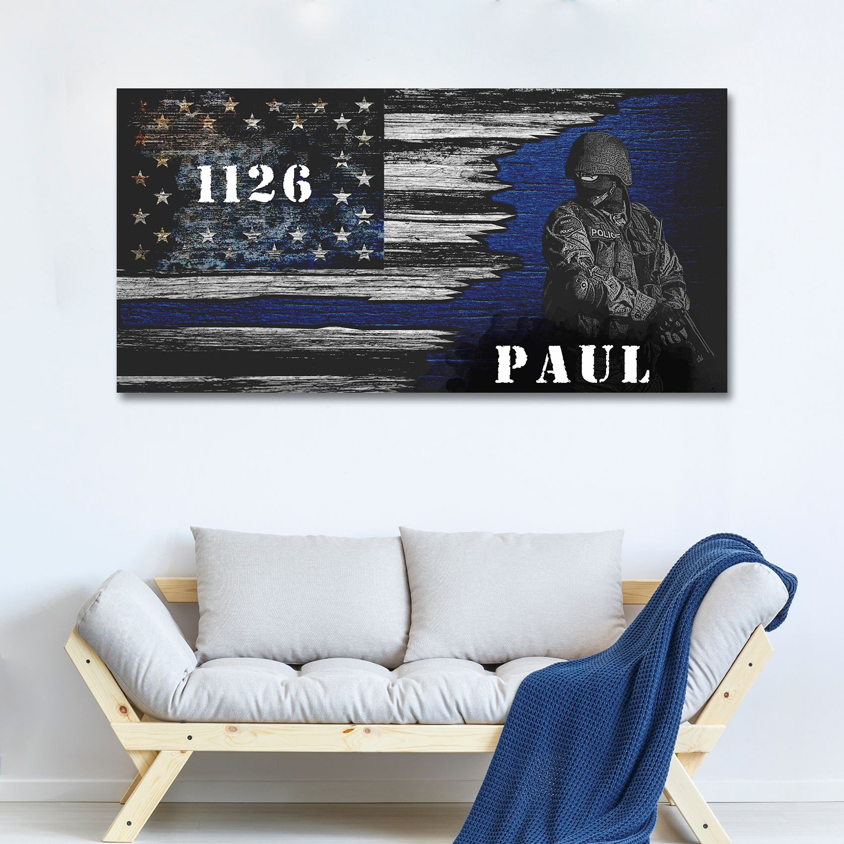Police Officer Flag Sign Style 2 - Image by Tailored Canvases