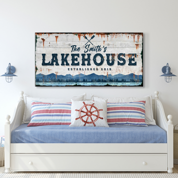 Family Lake House Vintage Sign