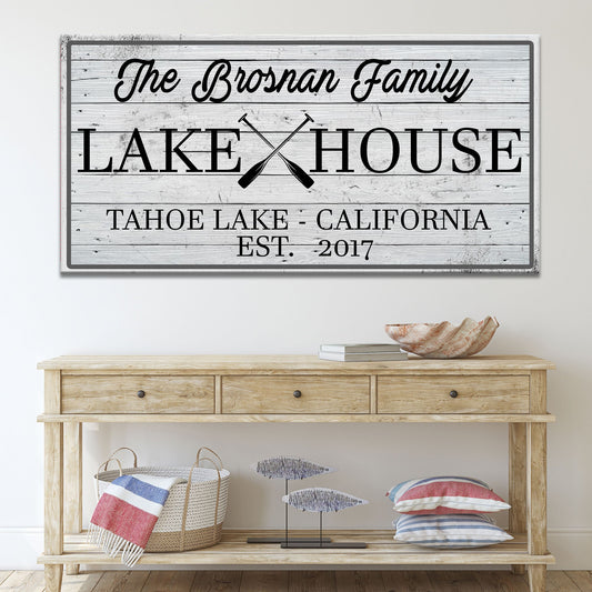 Family Lake House Paddle Sign - Image by Tailored Canvases
