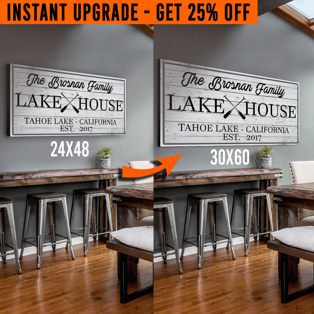 Upgrade Your 48x24 Inches 'Family Lake House' (Style 1) Canvas To 60x30 Inches