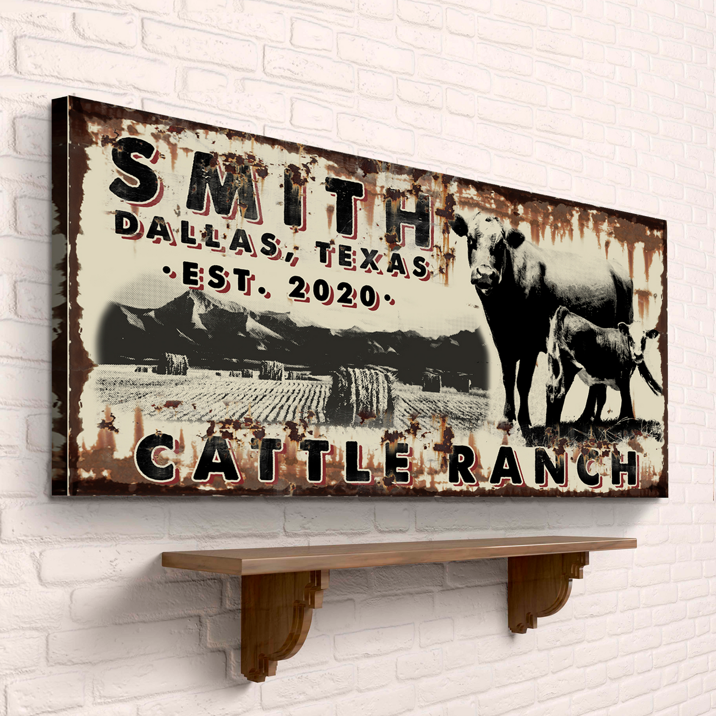 Cattle Ranch Vintage Sign Style 1 - Image by Tailored Canvases