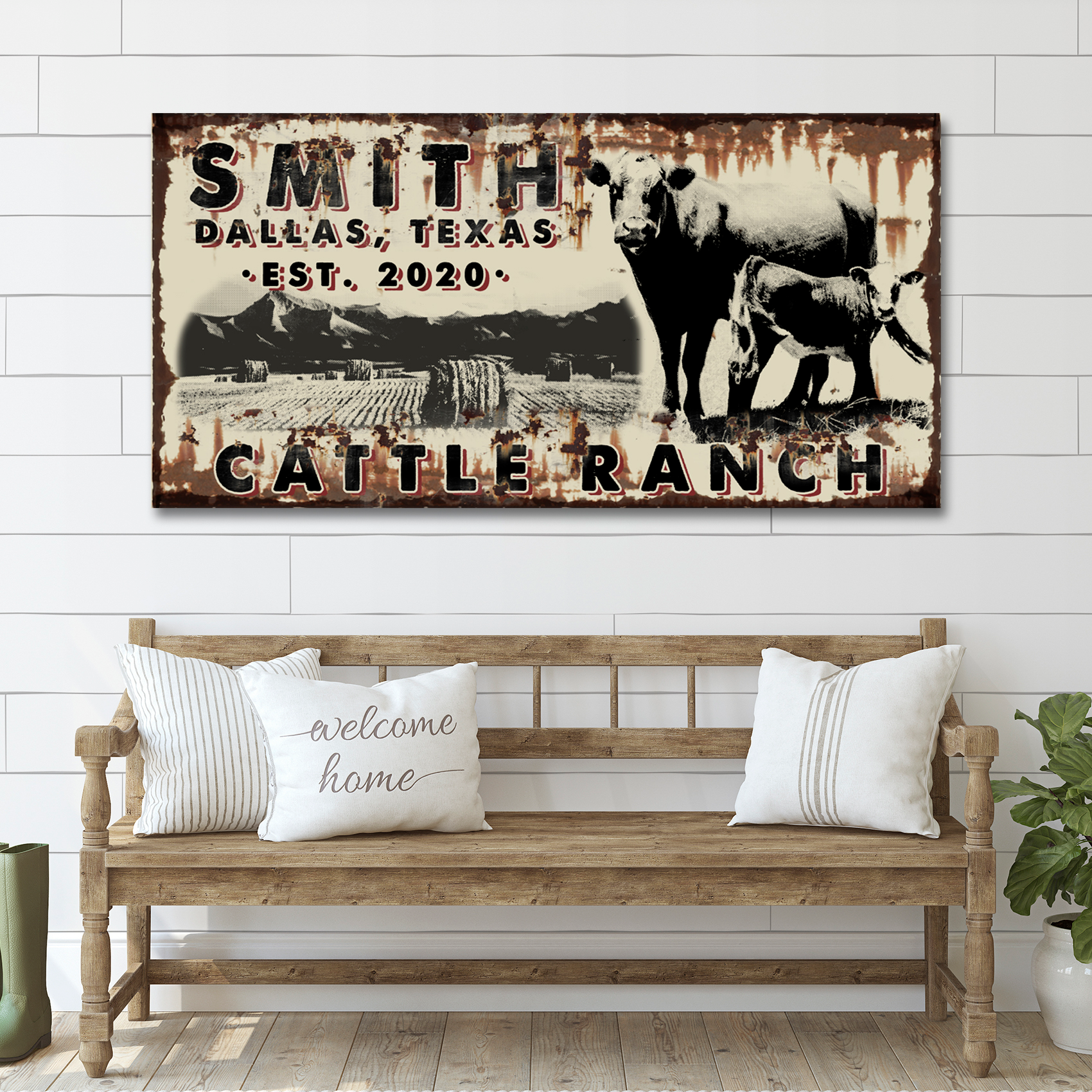 Cattle Ranch Vintage Sign - Image by Tailored Canvases