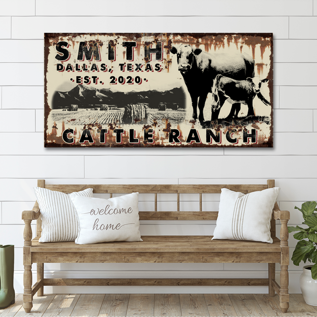 Cattle Ranch Vintage Sign | Customizable Canvas by Tailored Canvases
