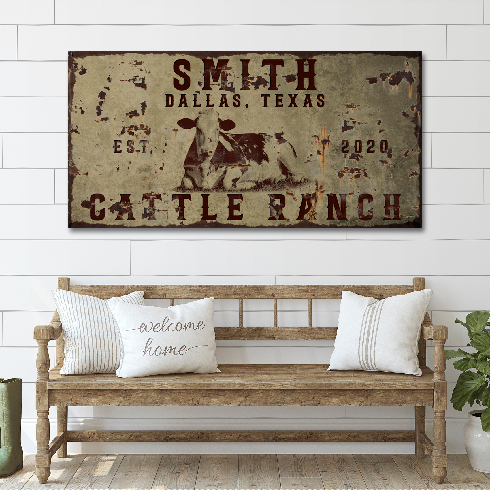 Cattle Ranch Vintage Sign Style 3 - Image by Tailored Canvases