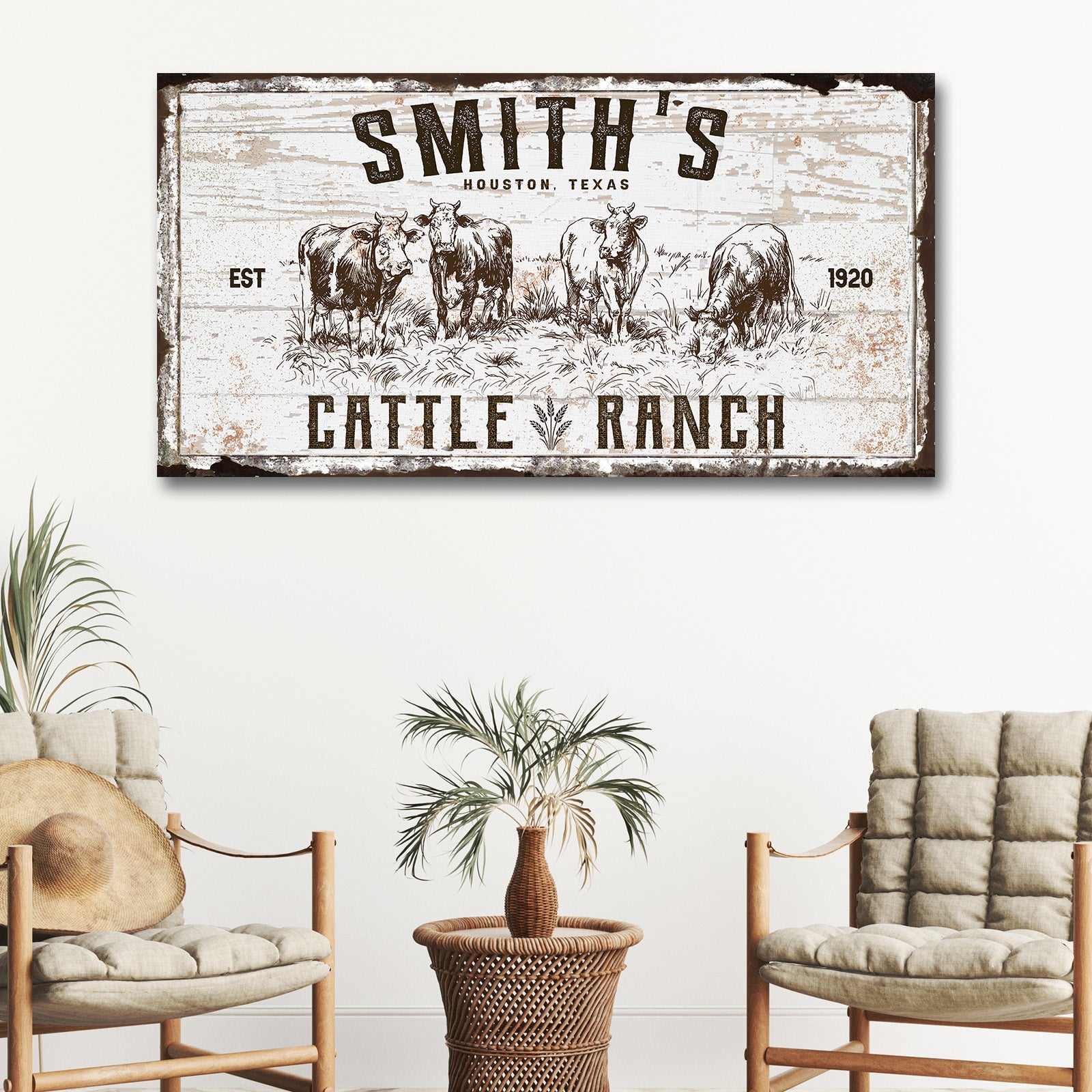 CATTLE RANCH PRINT Sign - Image by Tailored Canvases