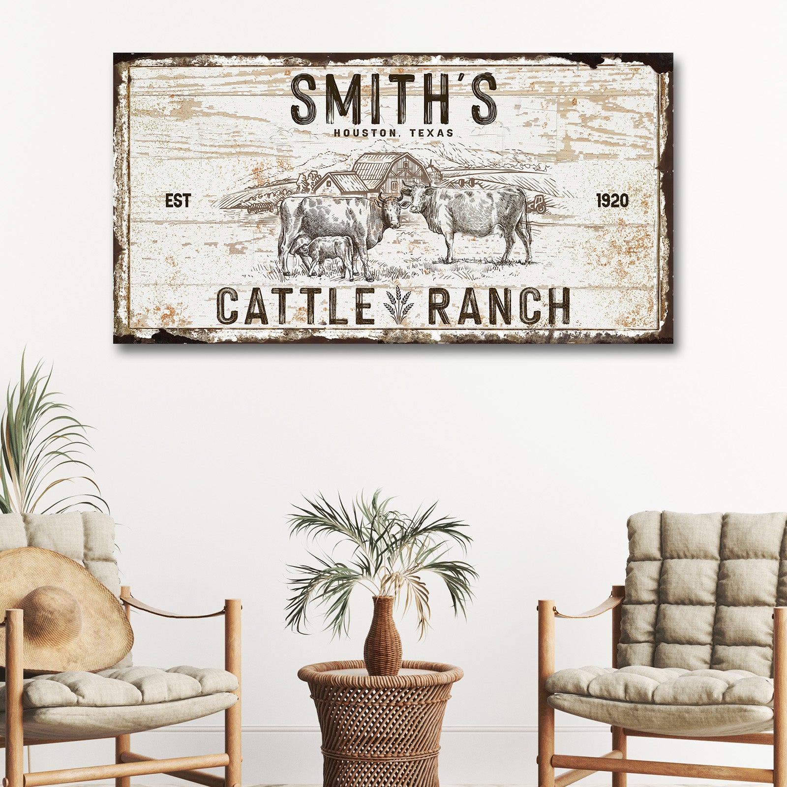 CATTLE RANCH PRINT Sign Style 3 - Image by Tailored Canvases
