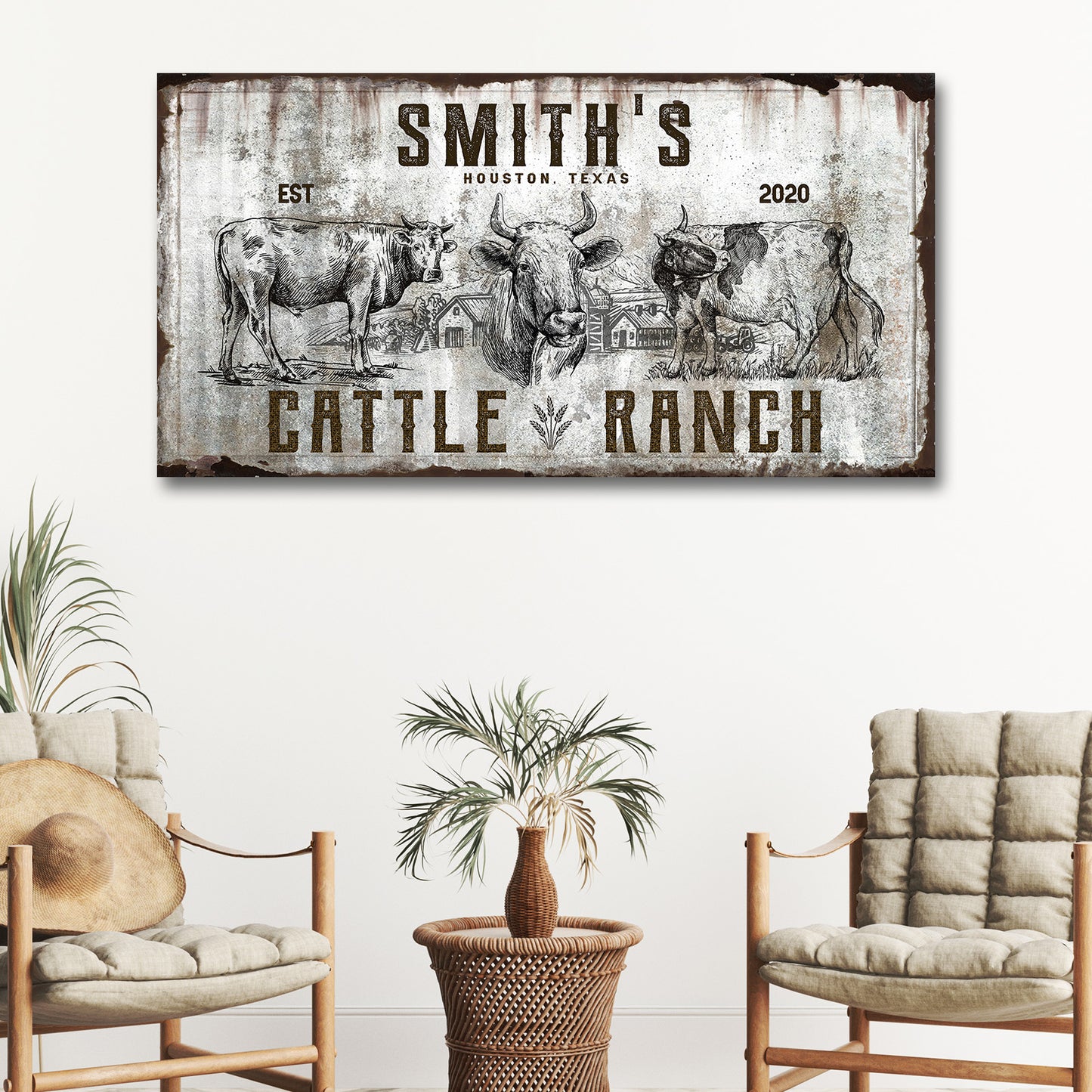 CATTLE RANCH PRINT Sign Style 4 - Image by Tailored Canvases