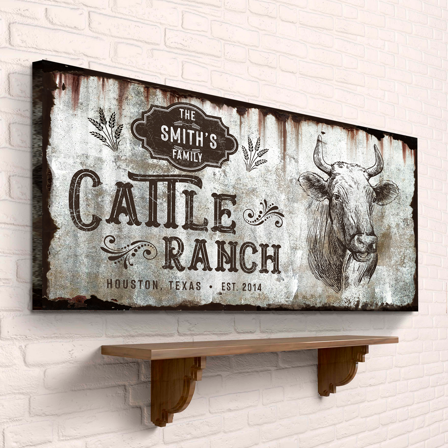 Vintage Cattle Ranch Sign Style 1 - Image by Tailored Canvases