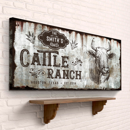 Vintage Cattle Ranch Sign - Image by Tailored Canvases