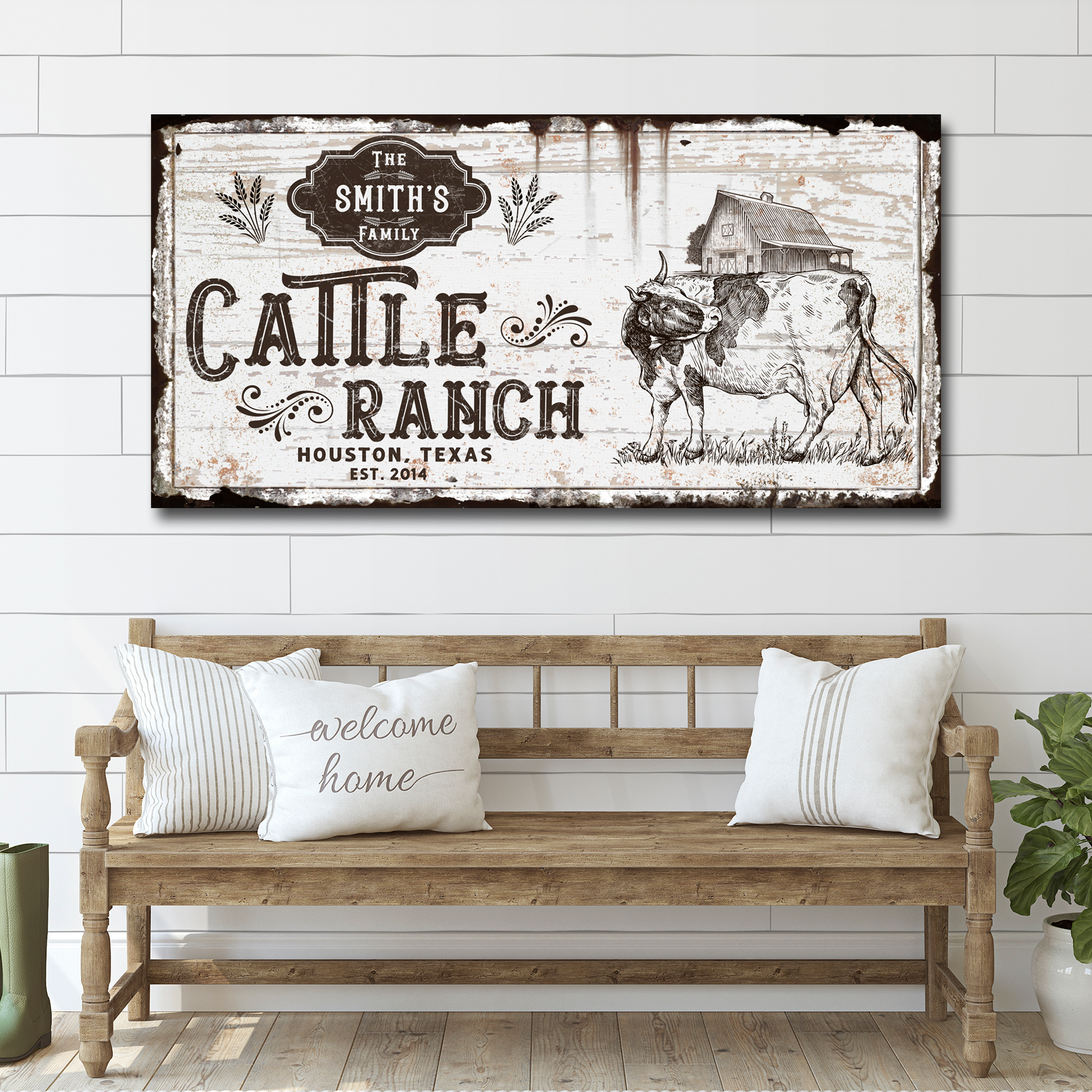 Vintage Cattle Ranch Sign Style 2 - Image by Tailored Canvases