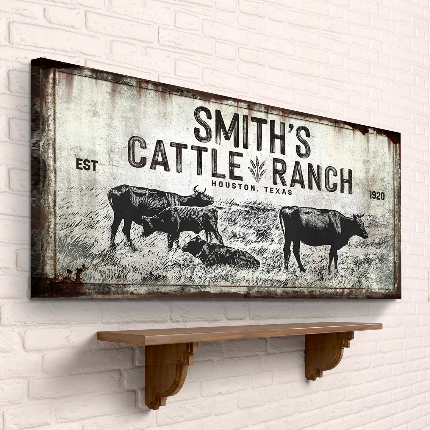 Cattle Ranch Foliage Sign Style 2 - Image by Tailored Canvases