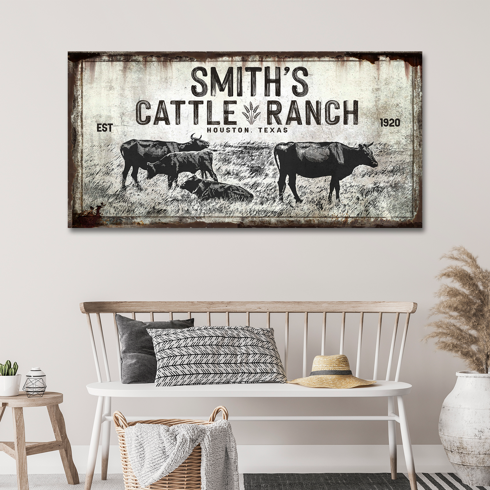 Cattle Ranch Foliage Sign - Image by Tailored Canvases