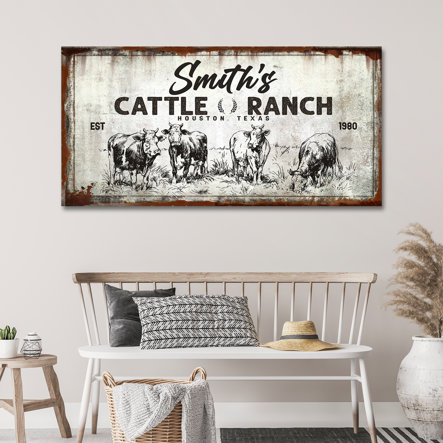 Cattle Ranch Foliage Sign Style 3 - Image by Tailored Canvases
