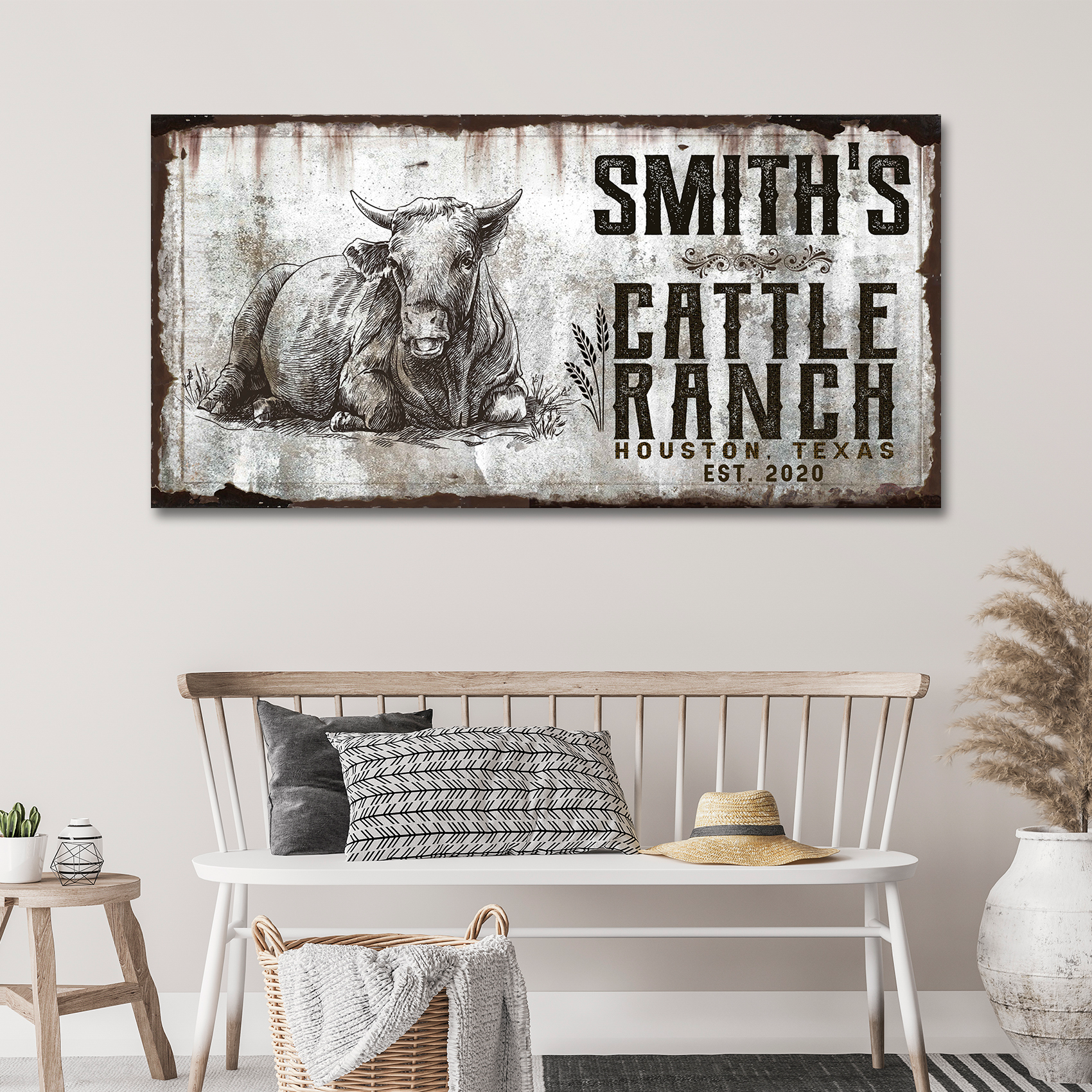 Cattle Ranch Foliage Sign Style 4 - Image by Tailored Canvases