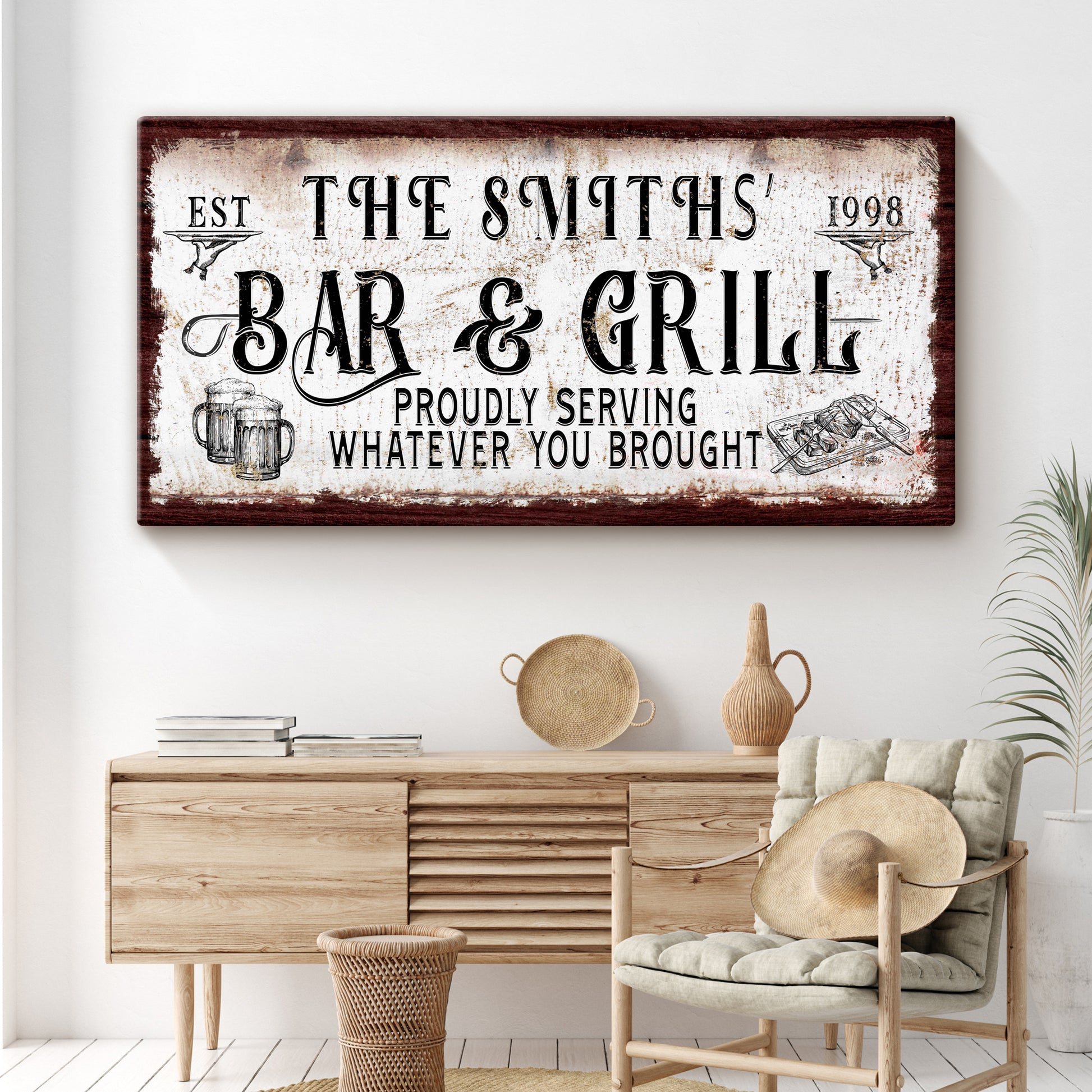 Bar and Grill Sign  Style 1 - Image by Tailored Canvases