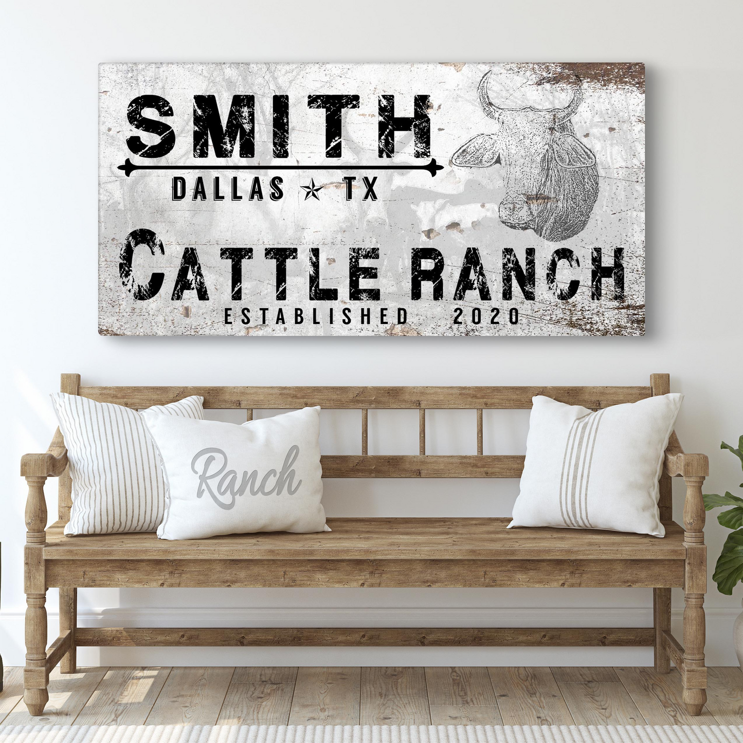 Modern Rustic Cattle Ranch Sign Style 3 - Image by Tailored Canvases