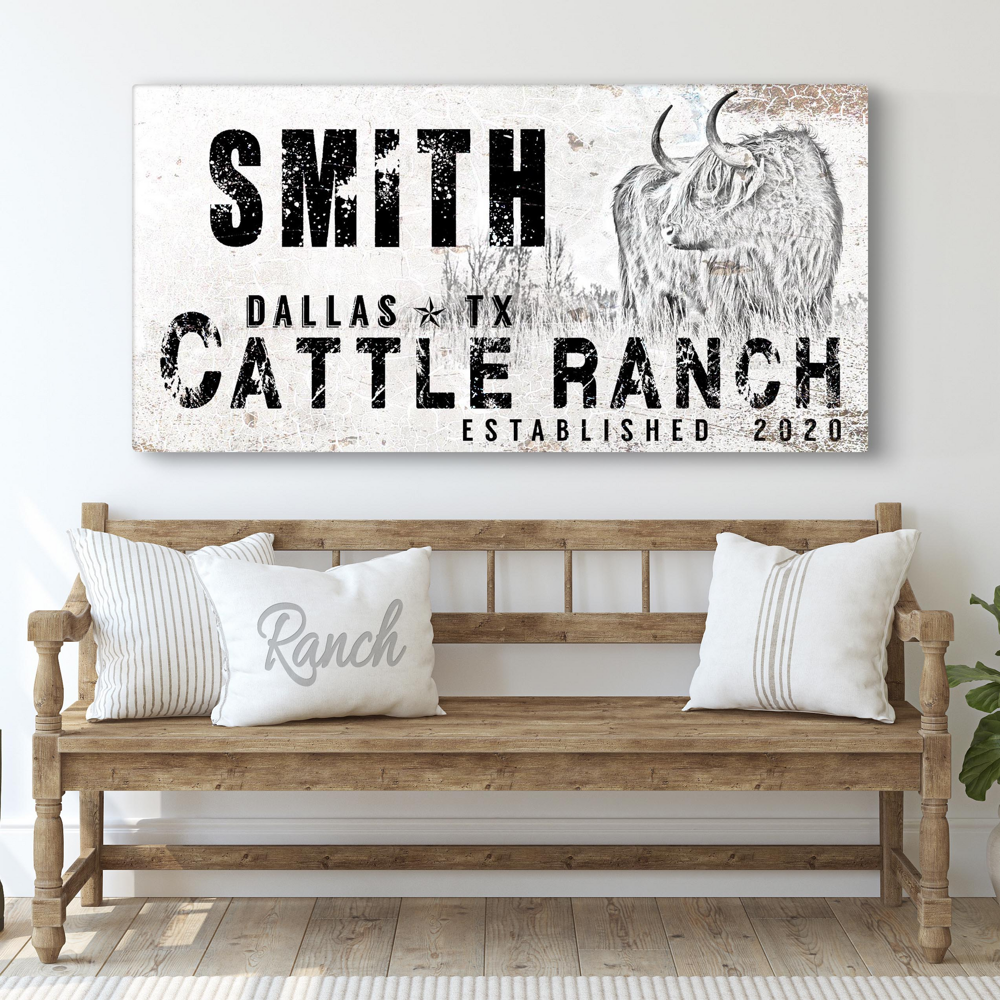 Modern Rustic Cattle Ranch Sign Style 4 - Image by Tailored Canvases