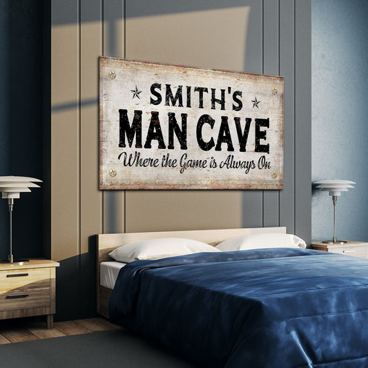 Where the Game is Always On Man Cave Sign - Image by Tailored Canvases