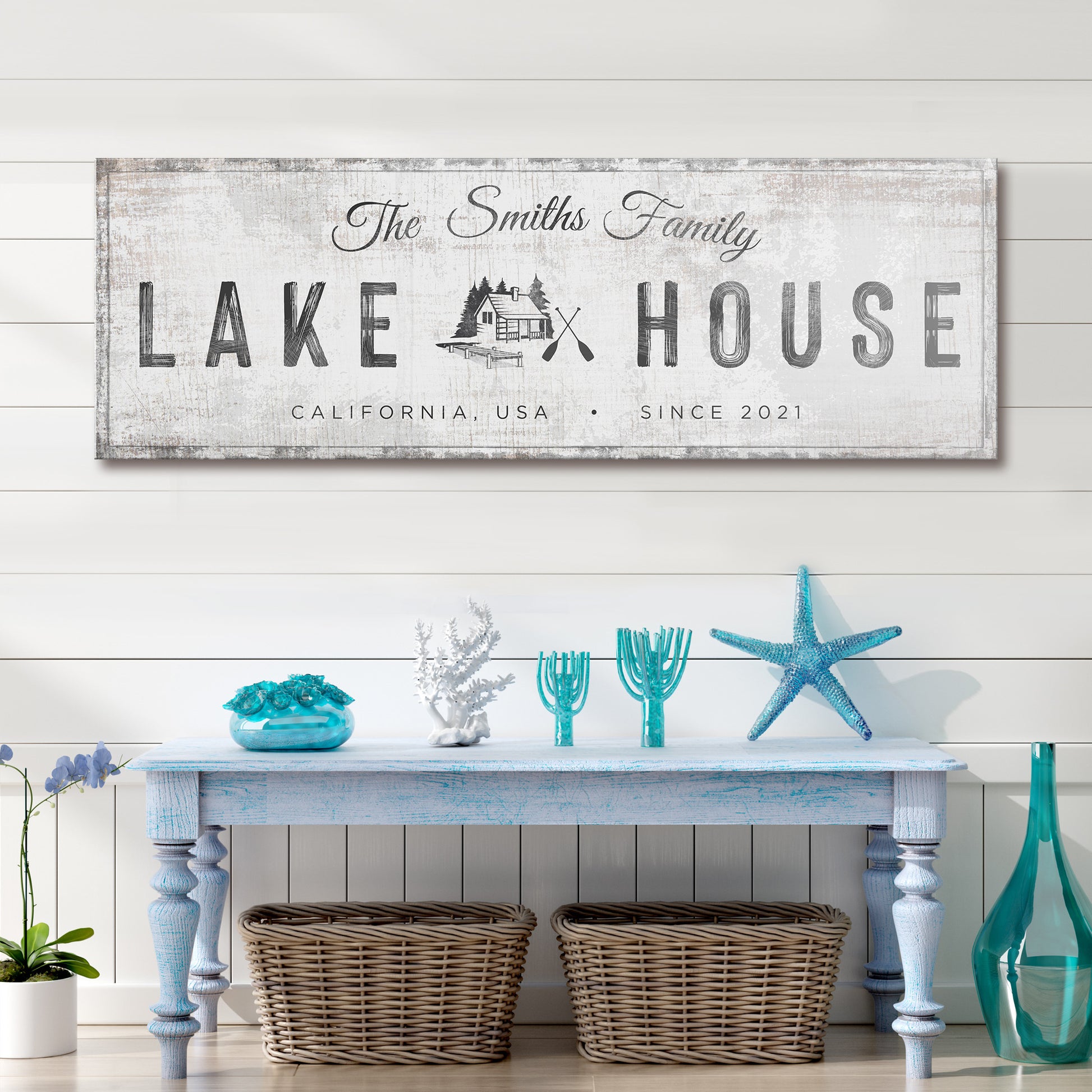 Lake House Cabin Sign Style 1 - Image by Tailored Canvases