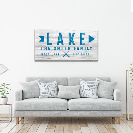 Wooden Lake Arrow Sign - Image by Tailored Canvases